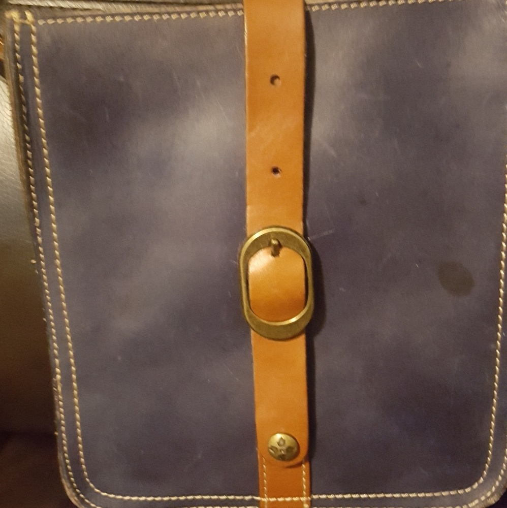 Navy Blue leather crossbody purse